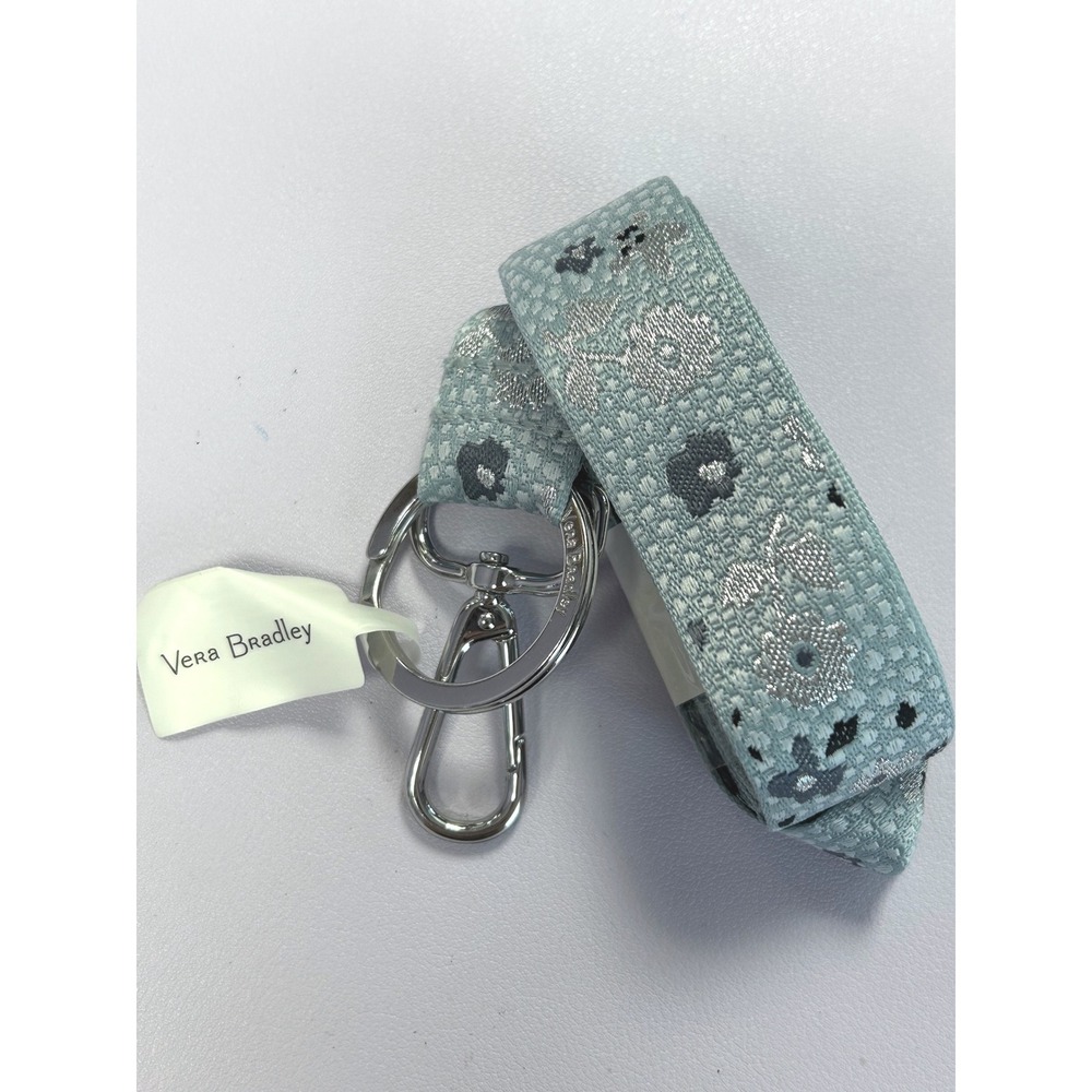 Vera Bradley Wide Lanyard Floating Ditsy Blue Floral Silver 26960-R28 NEW